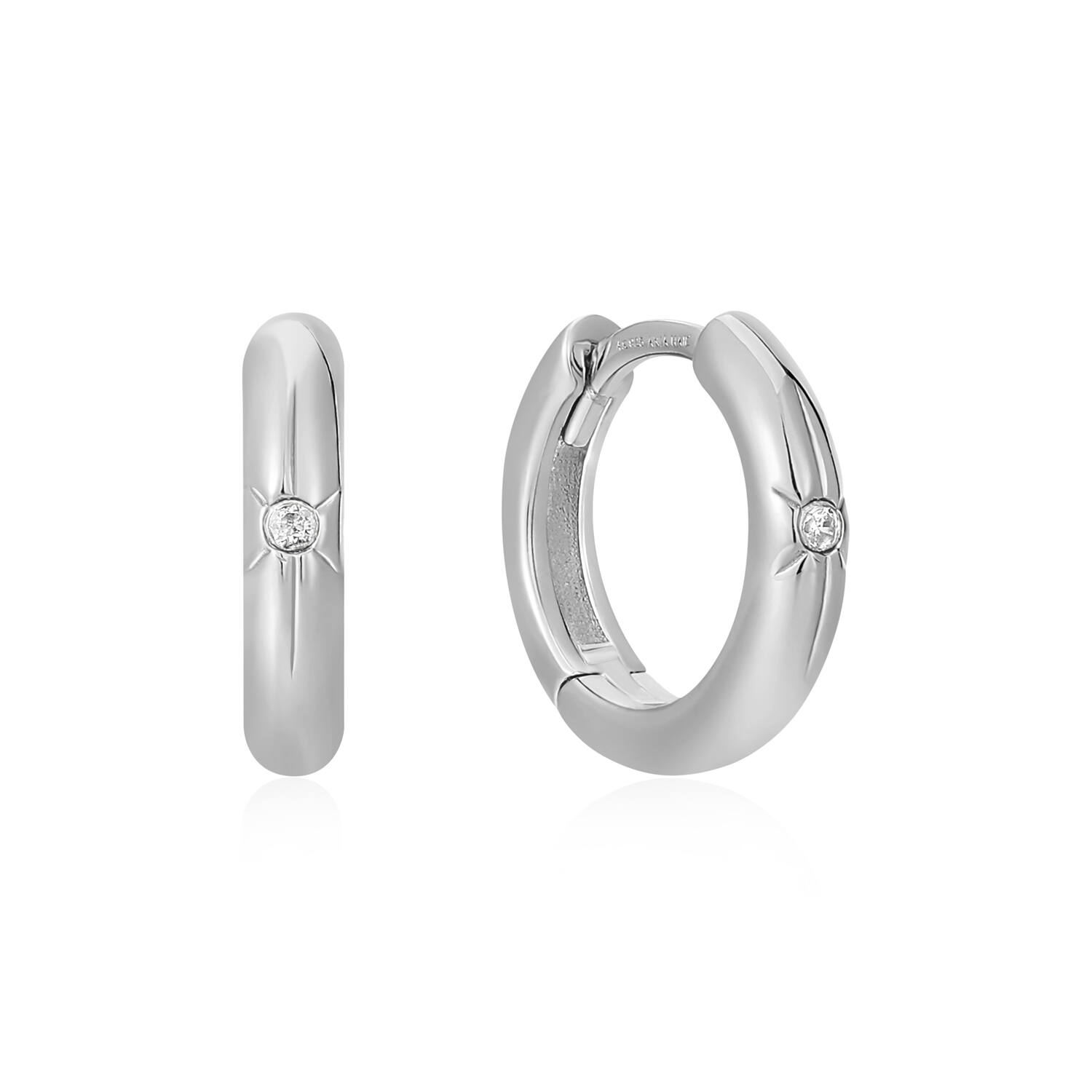  Pop Charms - Ohrringe mit Clipverschluss - Silber / rhodiniert - Zirkonia - 1cm
